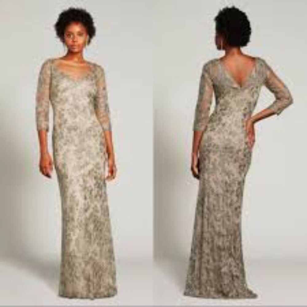 Tadashi Shoji Tometi Embroidered Tulle Gown Size 10 Glam Special Occasion HOCO